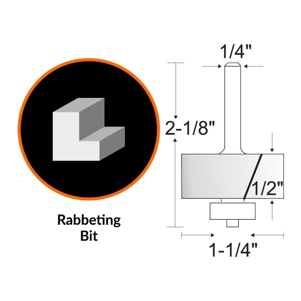 WEN RB701RA 1-1 4 Rabbeting Carbide-Tipped Router Bit with 1 4 in. Shank Online now - Image 2