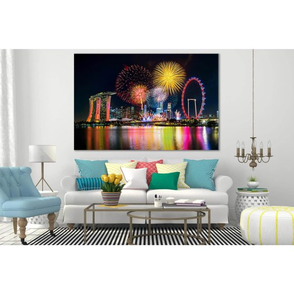Fireworks In Singapore №SL370 Ready to Hang Canvas Print Supply