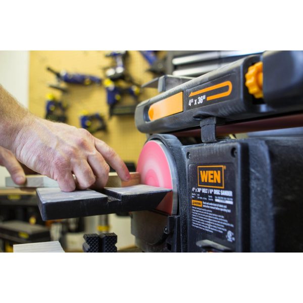 WEN 6502T 4.3-Amp 4 x 36 in. Belt and 6 in. Disc Sander with Cast Iron Base For Sale - Image 5
