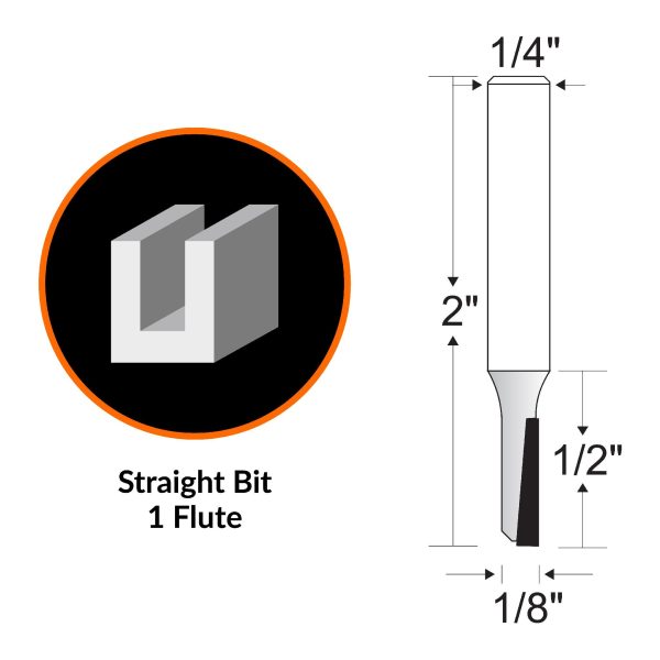 WEN RB001SF 1 8 in. Straight 1-Flute Carbide-Tipped Router Bit with 1 4 in. Shank Cheap - Image 2