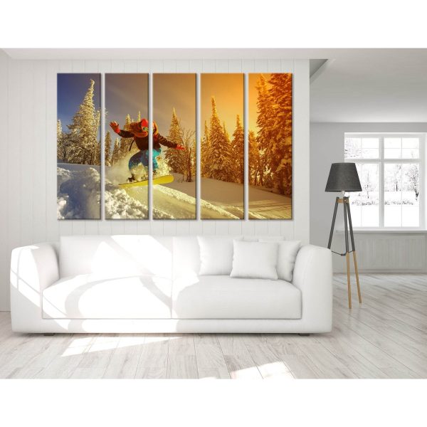Snowboarder Jump №04451 Ready to Hang Canvas Print For Cheap - Image 2