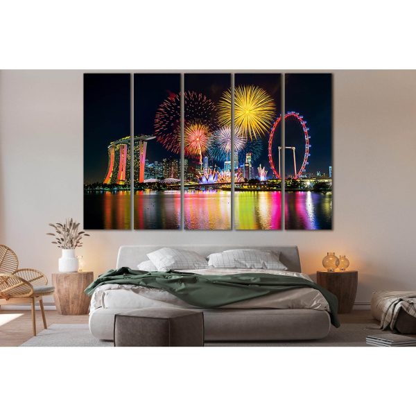 Fireworks In Singapore №SL370 Ready to Hang Canvas Print Supply - Image 3