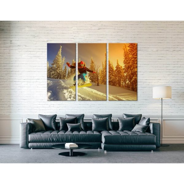 Snowboarder Jump №04451 Ready to Hang Canvas Print For Cheap